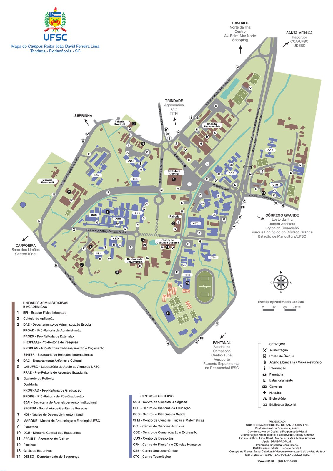 Mapa do Campus Trindade da UFSC